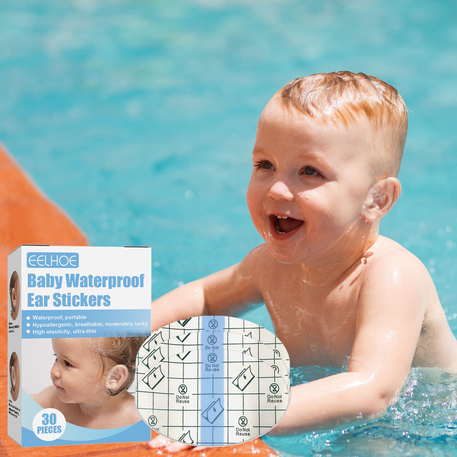EELHOE Baby Ear Waterproof Patch, Swimming, Bathing, Washing Hair, Gentle Pre-makeup Ear Anti-water Ear Protective Patch