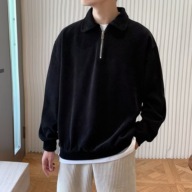 Casual Style Polo Collar Knit Sweater 2024 Men's Autumn Winter Korean Trendy Turn-Down Collar Loose Knitwear