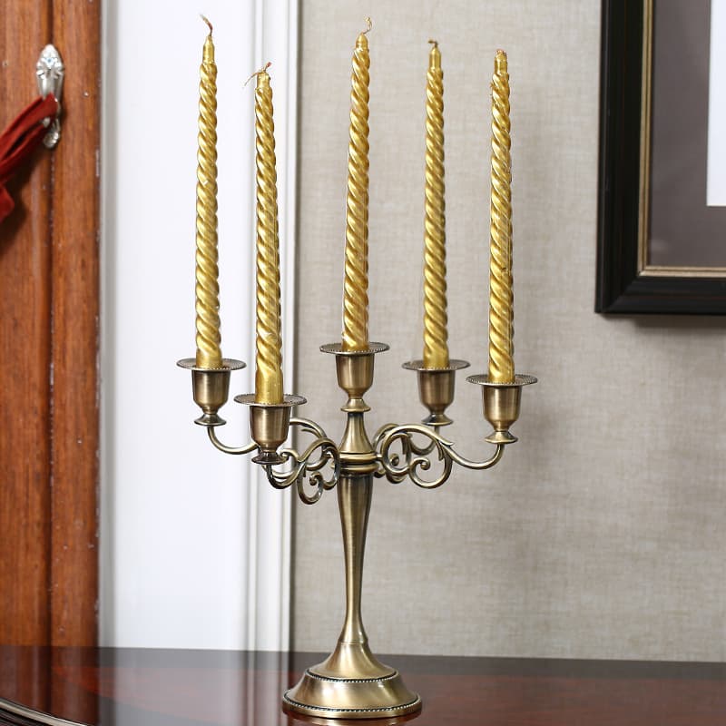 Metal European Candle Holder Romantic Wedding Candlelight Dinner Table Decor Three-Arm Five-Arm Candleholder Home Ornament