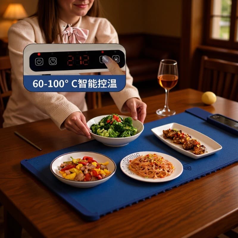 Cross-border Hot Sale Soft Silicone Food Warmer Mat, Household Multifunctional Foldable 38*62 Meal Insulation Heating Pad