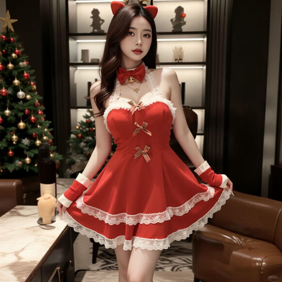 2025 New Christmas Cute Sexy Lingerie Maid Skirt Non-removable Uniform Temptation Pure Desire Sleepwear Tight Sexy