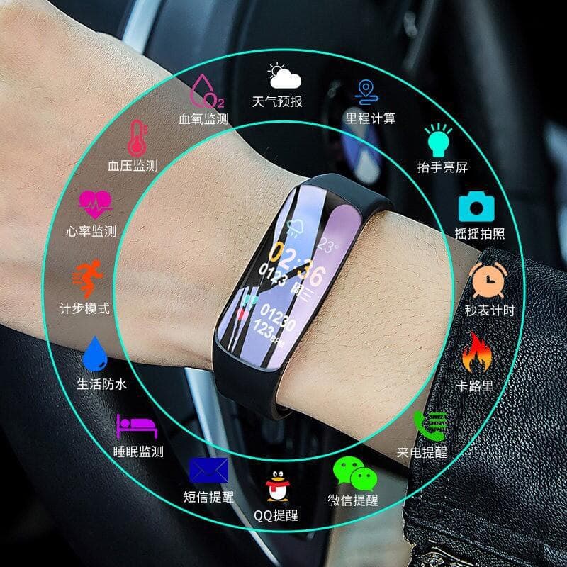 Unisex Smart Fitness Tracker Watch Heart Rate Blood Pressure Monitoring Sleep Monitor Step Counter Remote Control Selfie iOS Android