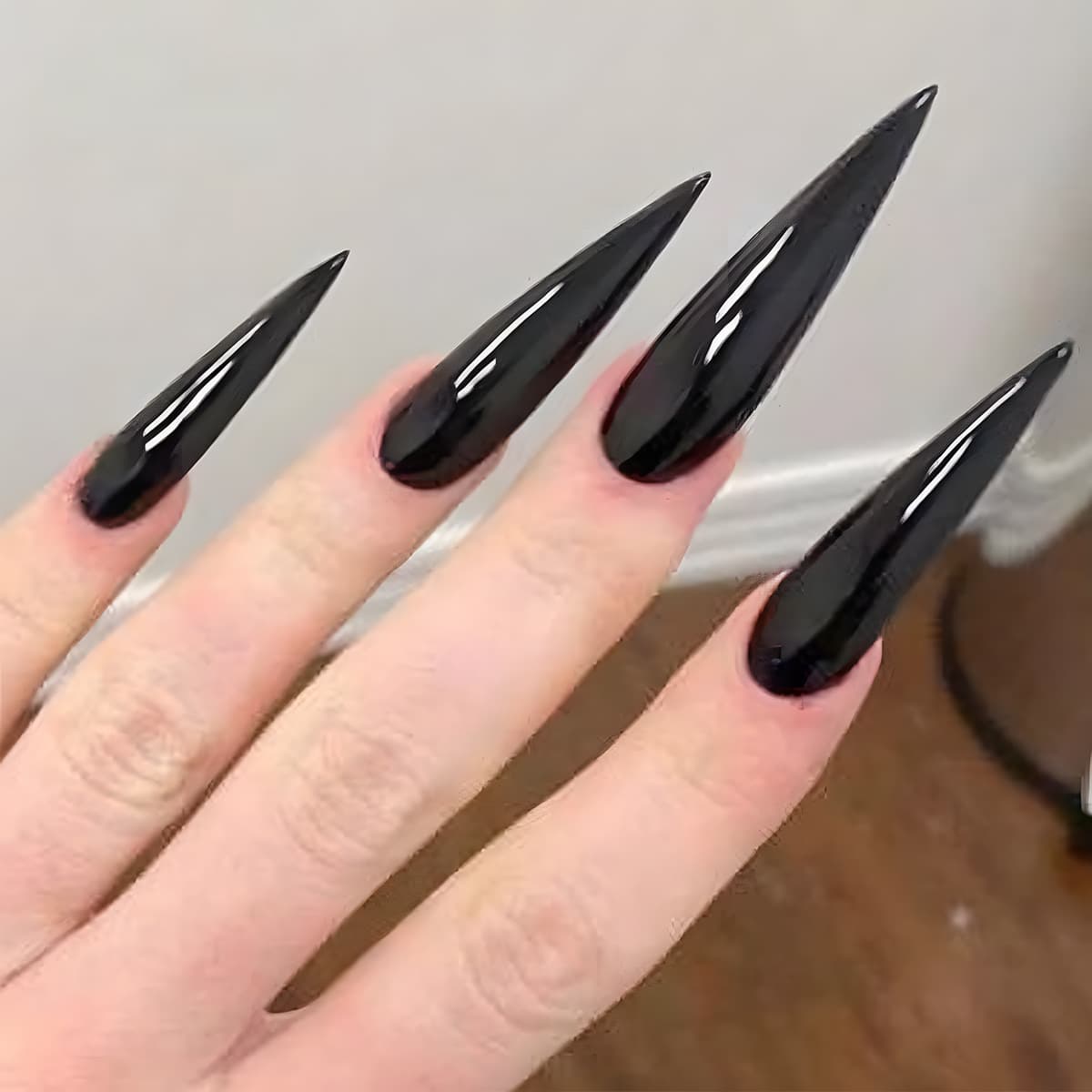 European and American Long Pointed Nail Tips Dark Edgy Girl Wearable Press-On False Nails Detachable Solid Color Manicure Nail Tips false nails
