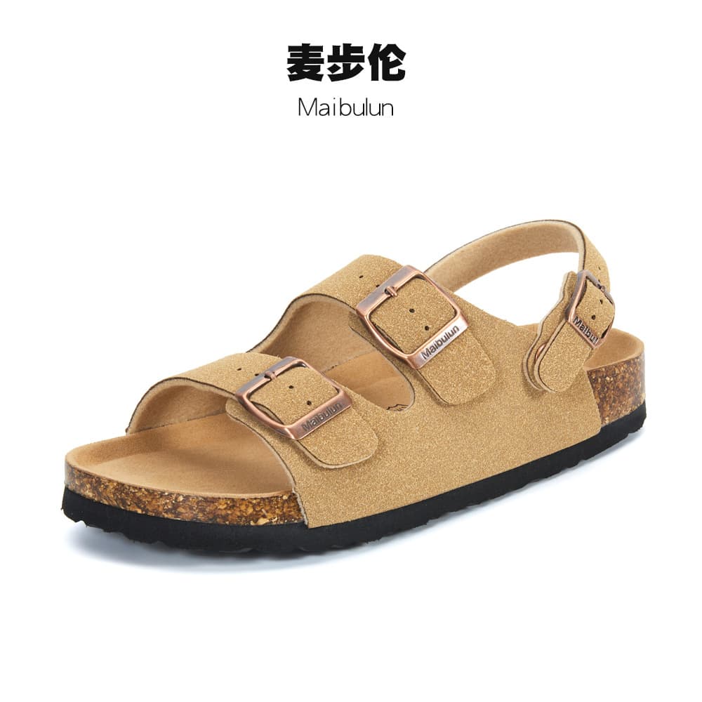 Maibulun Spring Summer Autumn Thick Bottom Soft Wood Sandals One-Strap Retro Beach Birkenstock Half Slippers Matte Flat for Men and Women