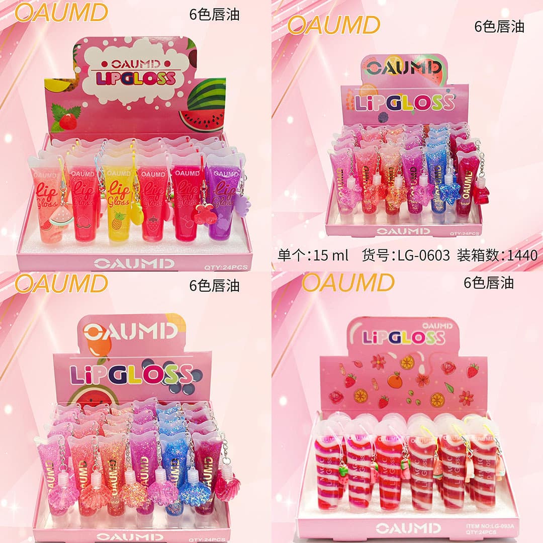 OAUMD cross-border hanging lip oil 6-color lip gloss fine shimmer moisturizing lip gloss Dudu two-color lip oil lip oil