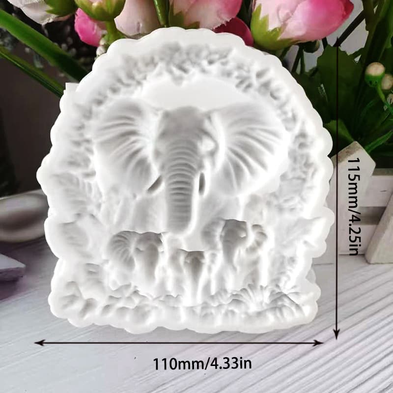 Cute Elephant Mother and Baby Fondant Silicone Mold, Small Elephant Chocolate Gummy Cake Decoration Baking Kitchen Tool
