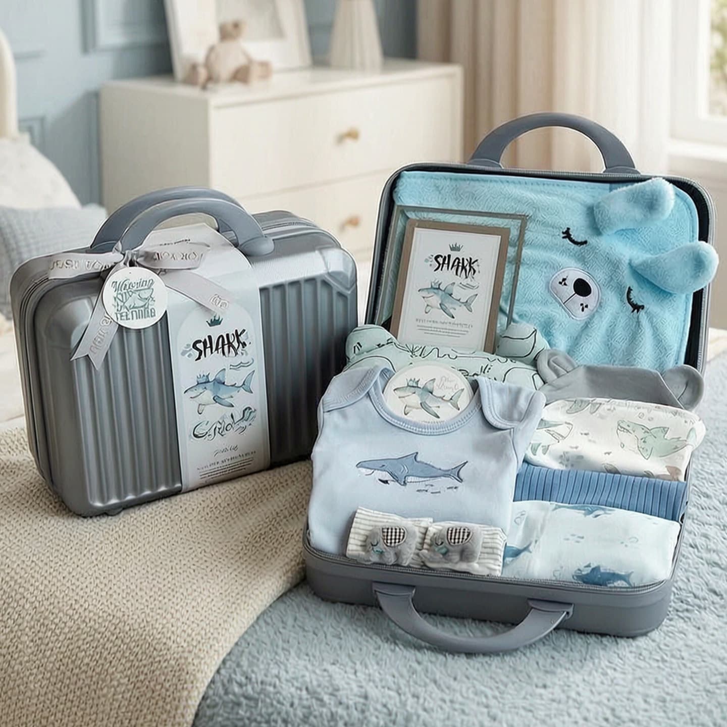 Newborn baby gift box little princess pure cotton type A suit full moon meeting gift product baby boy shark summer