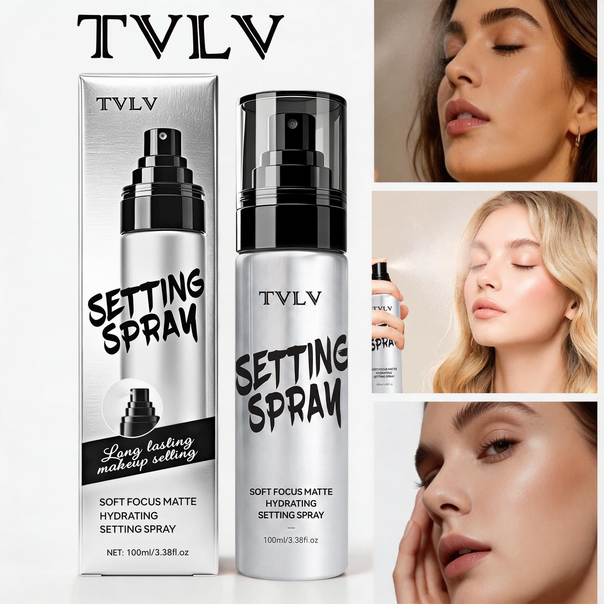 Cross-border foreign trade TVLV moisturizing makeup-setting spray, refreshing makeup-setting spray, waterproof, sweat-proof and oil-controlling, quickly forms a film without removing makeup