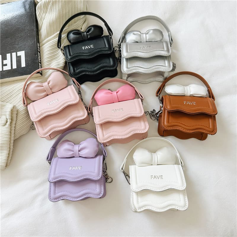 New Children's Mini Square Bag for Girls with Bow Handbag Fashion Mother-Daughter Lipstick Crossbody Bag Wholesale