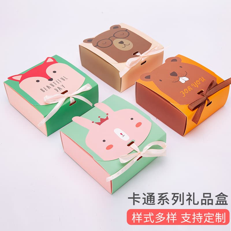 In stock little baby full moon companion gift box, creative cartoon first birthday return gift candy box, 100-day banquet present box