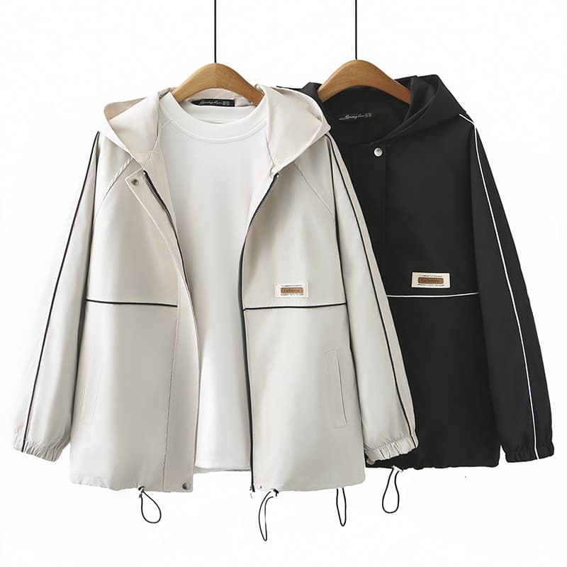 Plus Size Jacket Hooded Women's 2025 Spring Sticker Casual Cardigan Hoodie Chubby Girl Jacket All-match Fashion 2502