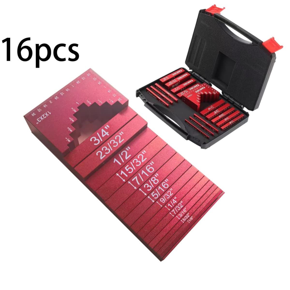 16pcs Cross-Border E-commerce Amazon Aluminum Alloy Chainsaw Height Gauge, Woodworking Router Table Saw Gauge, Multi-Function Measuring Tool