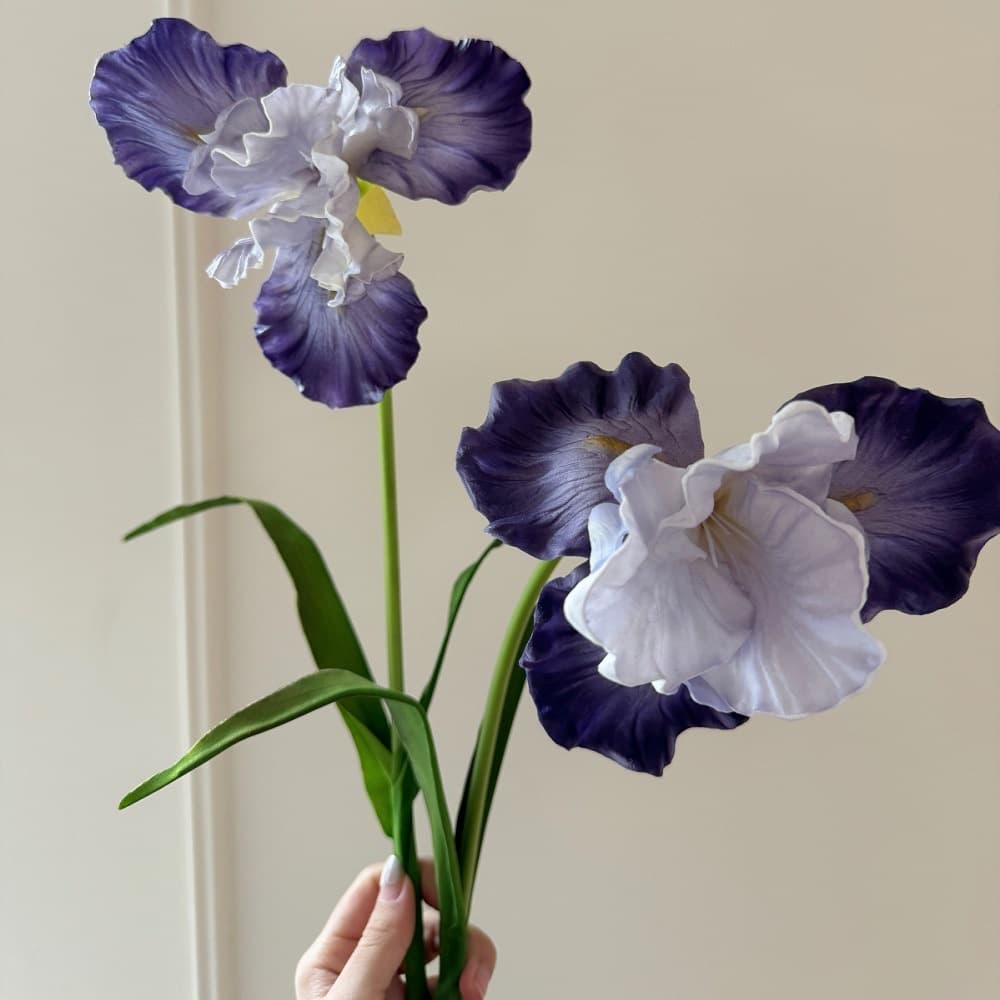 Hand-Feel Moisturizing Oil Painting Iris Artificial Flowers Realistic High-End Table Floral Arrangement Simulation Bouquet