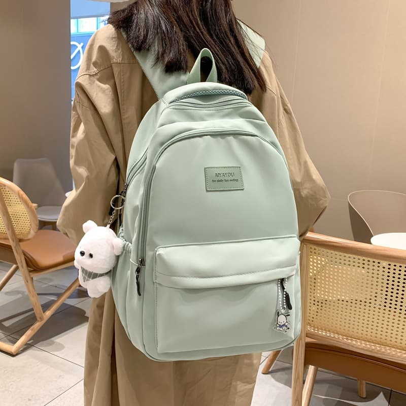 Backpack women's high-end junior high school student large-capacity simple schoolbag versatile casual college student ins high school backpack