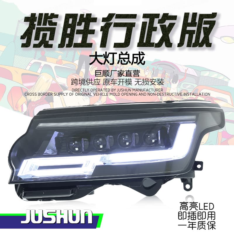Headlight Assembly for 2013-2023 Range Rover Vogue Upgrade to 2024 LED Matrix Lens with Daytime Running Light and Turn Signal