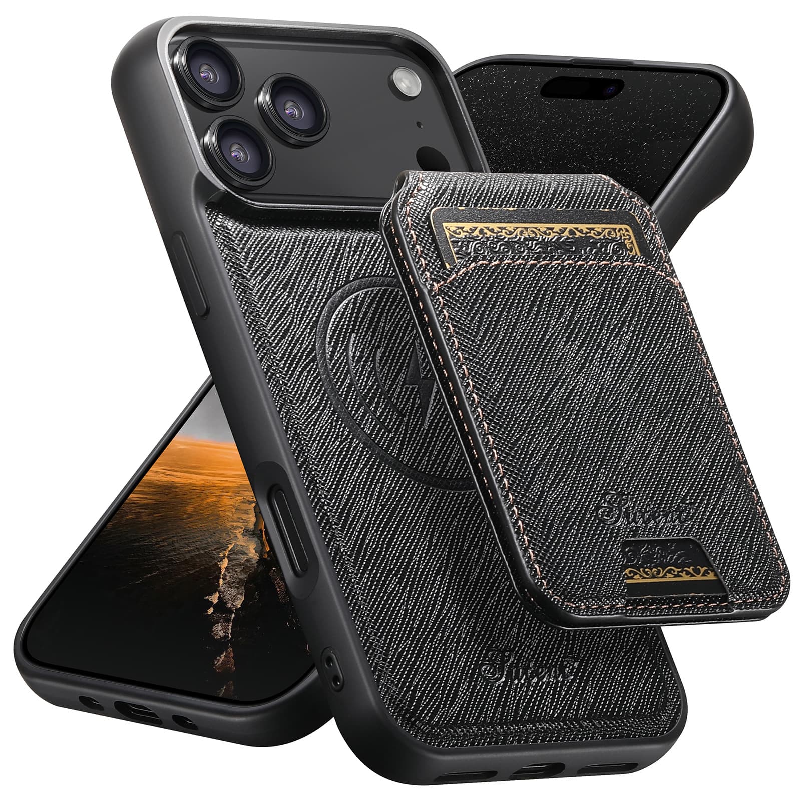 Suitable for iPhone 17 Pro Wireless Charging MagSafe Phone Case Magnetic Two-in-One Card Holder Leather Case