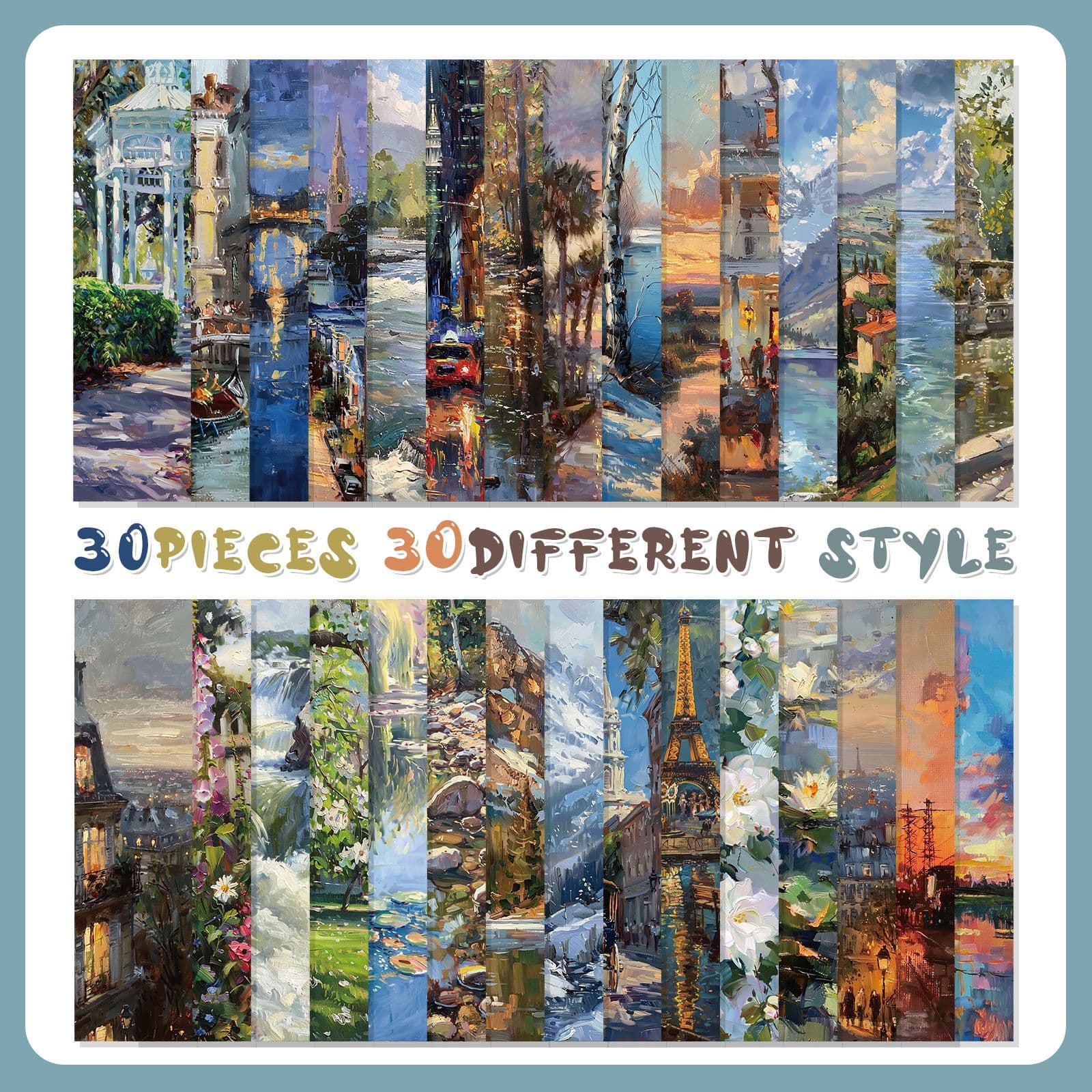 Qiyu Bookmarks 30 cross-border high-end oil painting landscape bookmarks original DIY book reading decoration label cards
