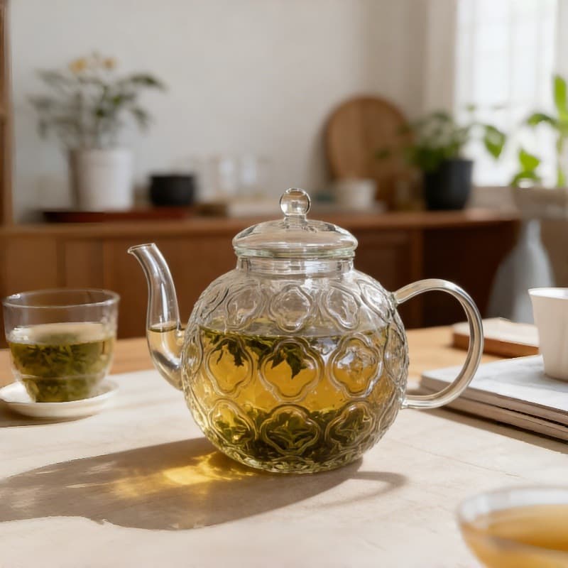 Transparent glass liner teapot Begonia flower teapot high borosilicate glass can heat boiling water teapot for tea