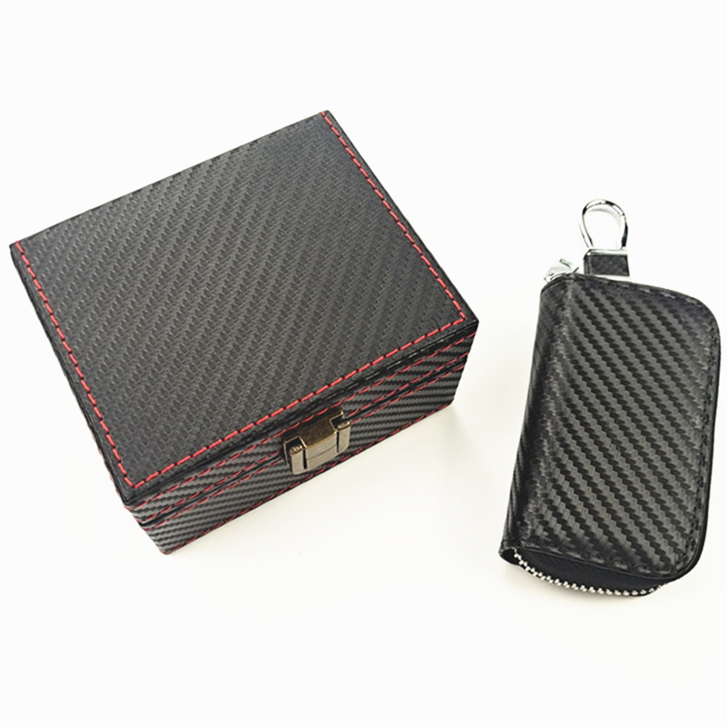 Cross-border Carbon Fiber Small Signal Blocking Box + Zipper RFID Key Pouch Anti-theft Car Anti-location Signal Anti-theft Bag