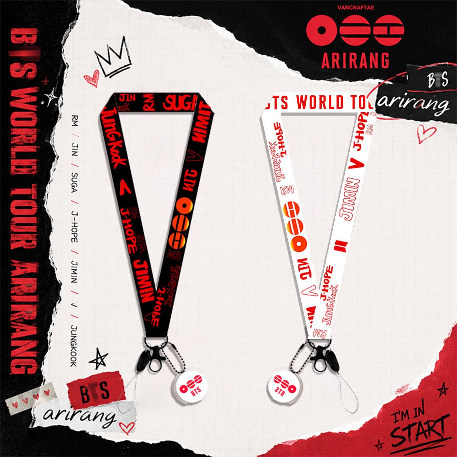 BTS Official 5th Album "ARIRANG" Black Phone Strap Jungkook V Merch