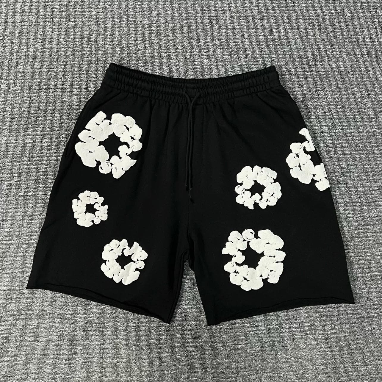 American-style Foam Print Bermuda Shorts for Men and Women, Summer Casual Sports Fitness Raw Hem Knee-Length Shorts