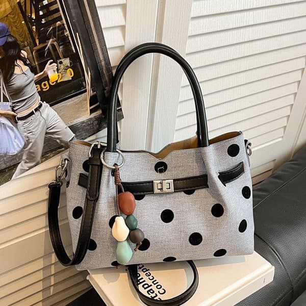 Trendy Polka Dot Shoulder Bag, Cross-Border Hit Product, Black and White Polka Dot Shoulder Bag, High-Value Handbag, Women's Polka Dot Crossbody Bag
