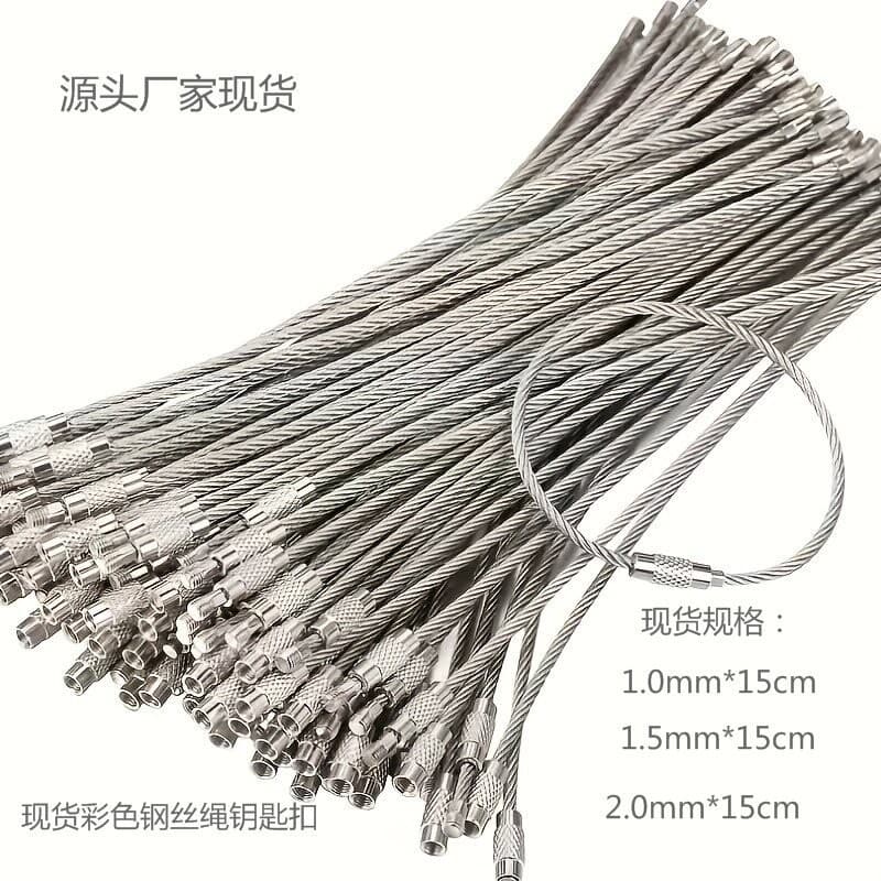 Cross-border Stainless Steel Keychain Tag Anti-lost Wire Rope Ring Multi-specification Key Ring Wire Rope Screw Lock Buckle