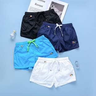 Addicted Men's Flat Front Fitness Shorts Running 3-Point Shorts Beach Shorts Blue Sexy Swim Trunks