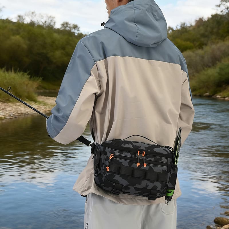 Cross-border large-capacity men's waist bag outdoor shoulder crossbody chest bag outdoor sports bag fishing gear bag fishing lure bag