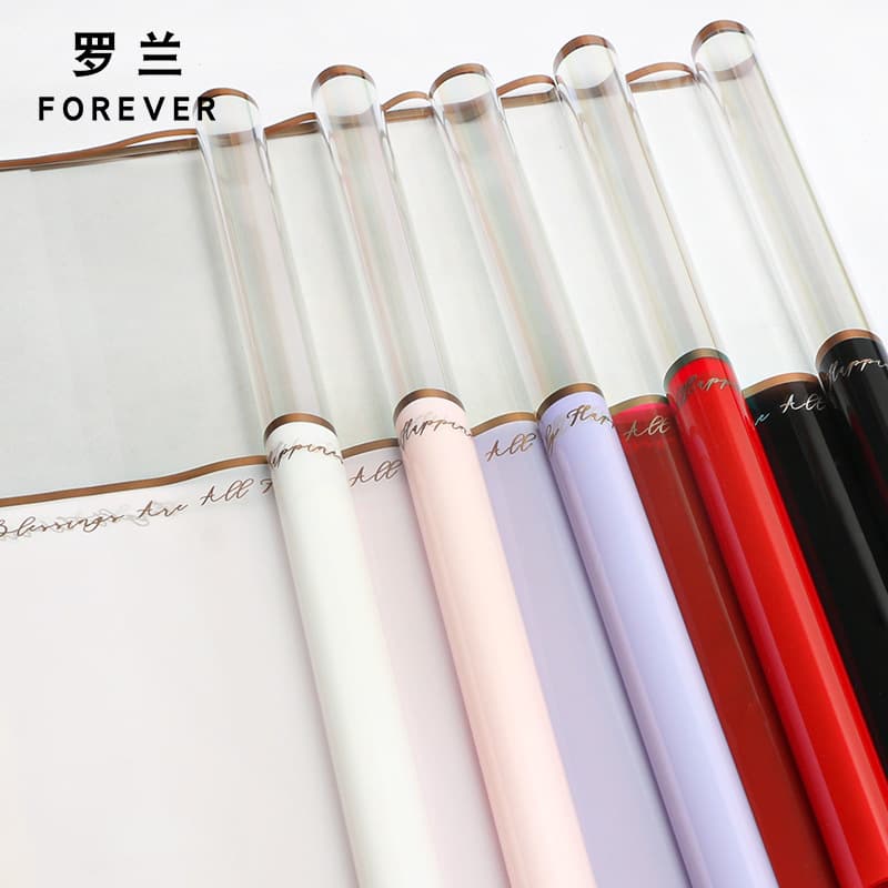 Roland gold thread flower wrapping paper cellophane transparent bronzing English diy bouquet flower shop flower wrapping paper