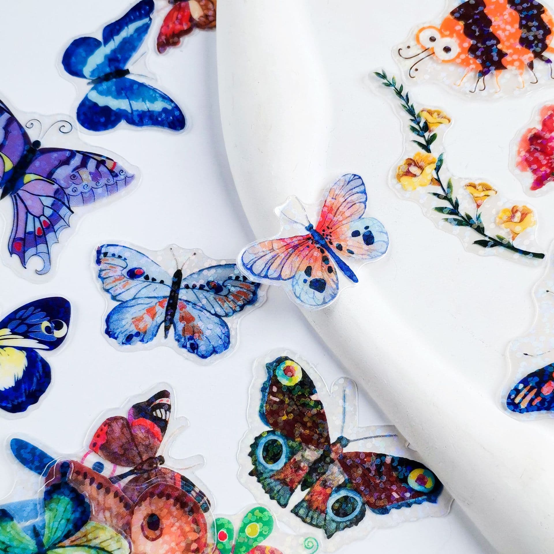 Watercolor Butterfly Transparent Handbook Sticker Waterproof Retro Insect Sticker DIY Water Cup Guka Mobile Phone Decorative Sticker
