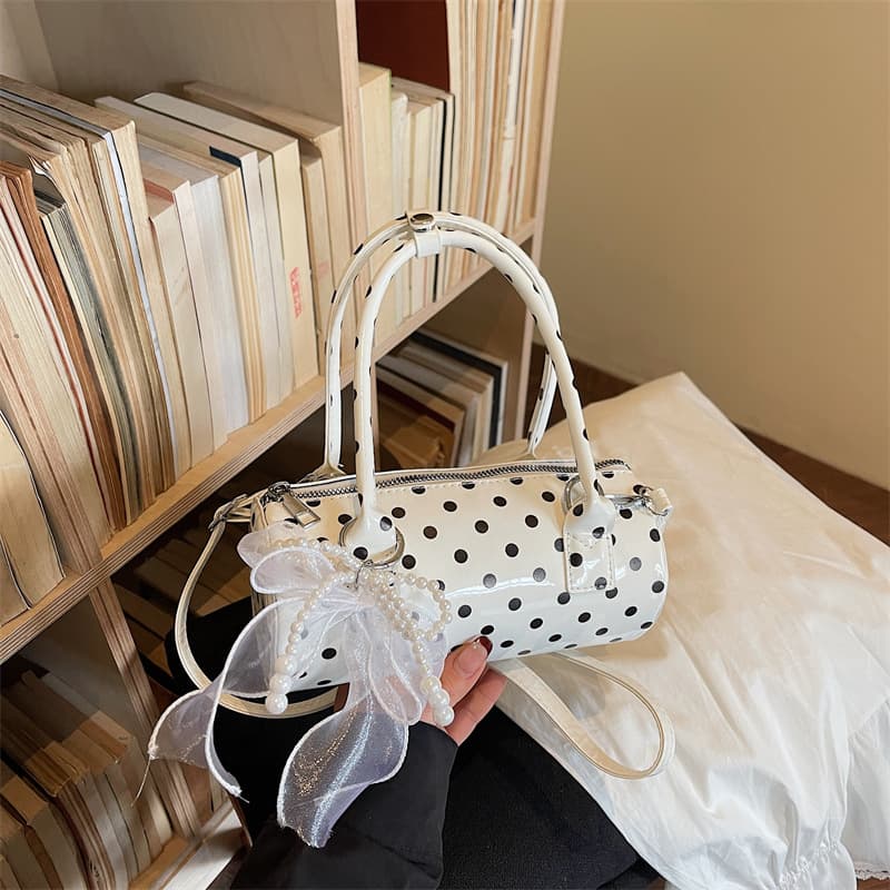 Korean Polka Dot Bag Women's 2026 Spring New Delicate Mini Crossbody Bag Fashionable Handheld Cylinder Bag