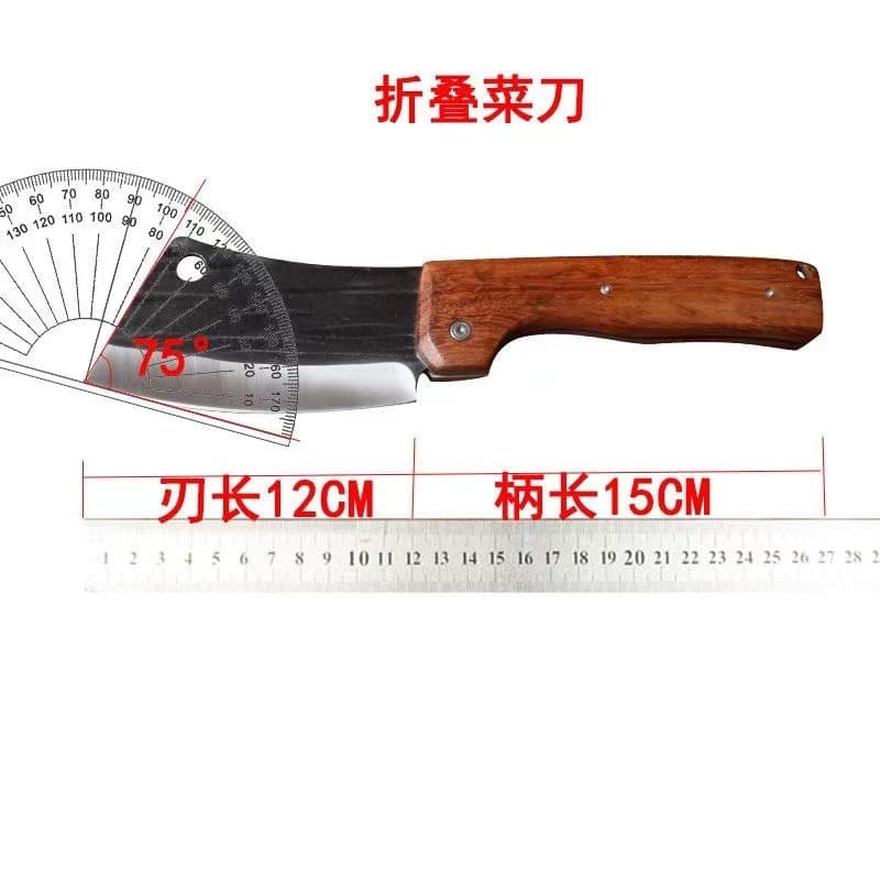 Folding kitchen knife, hand-forged by master craftsman, fruit knife, camping knife for cutting meat and vegetables, portable knife for easy storage and small vegetable cutting.