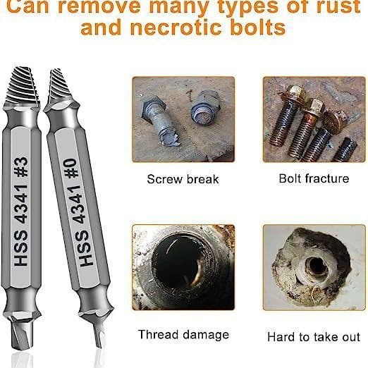 Natural Titanium-Plated Hex Drill Bit Set with Broken Screw Extractor for Stripped and Damaged Thread Removal, Wholesale