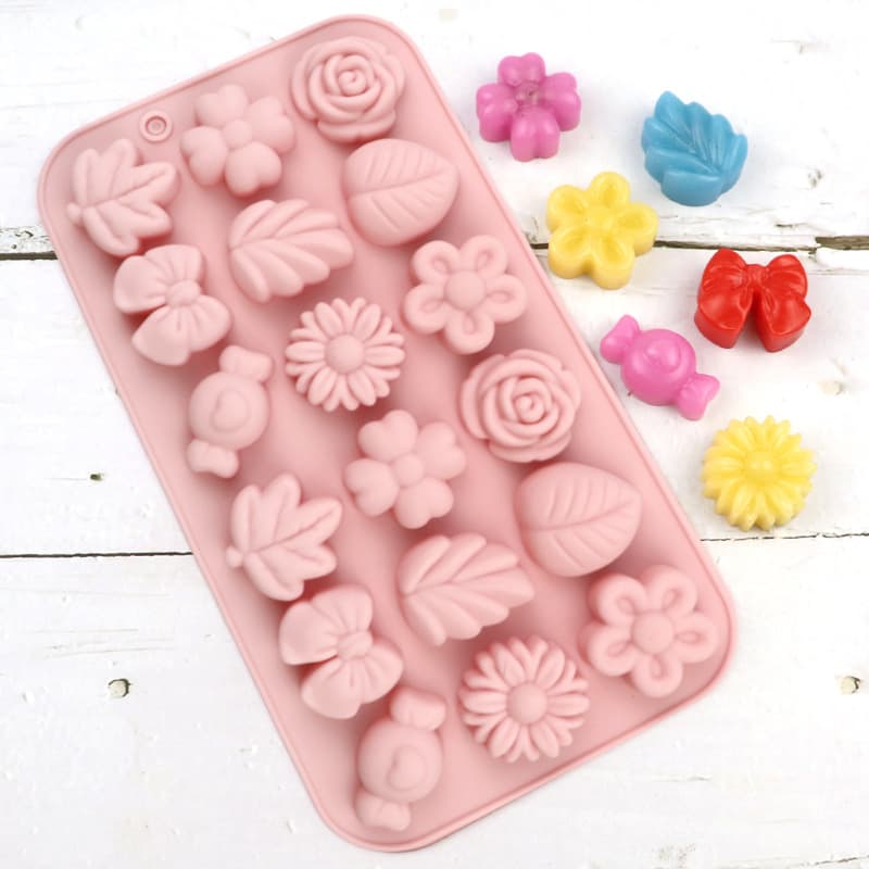 Doubi 18 different flowers and plants silicone chocolate mold DIY ice tray mold handmade cookie jelly mold