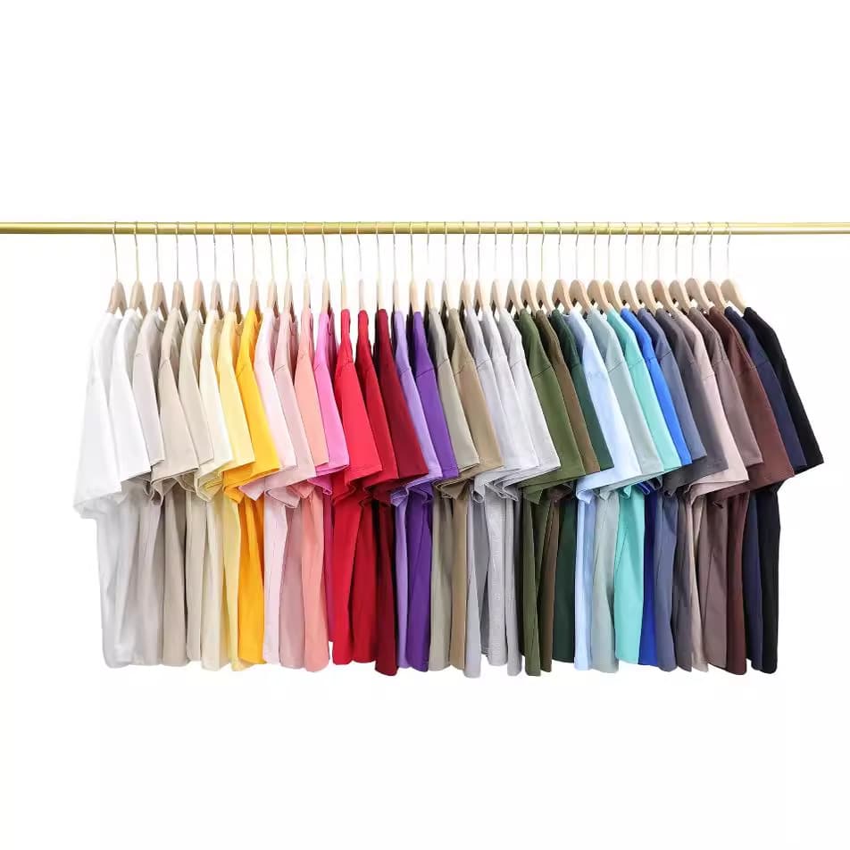 Heavy 270g Cotton Crewneck Shoulder Short Sleeve Solid Color Simple Joker T-shirt Fashion Brand Casual Loose Top for Women in Summer
