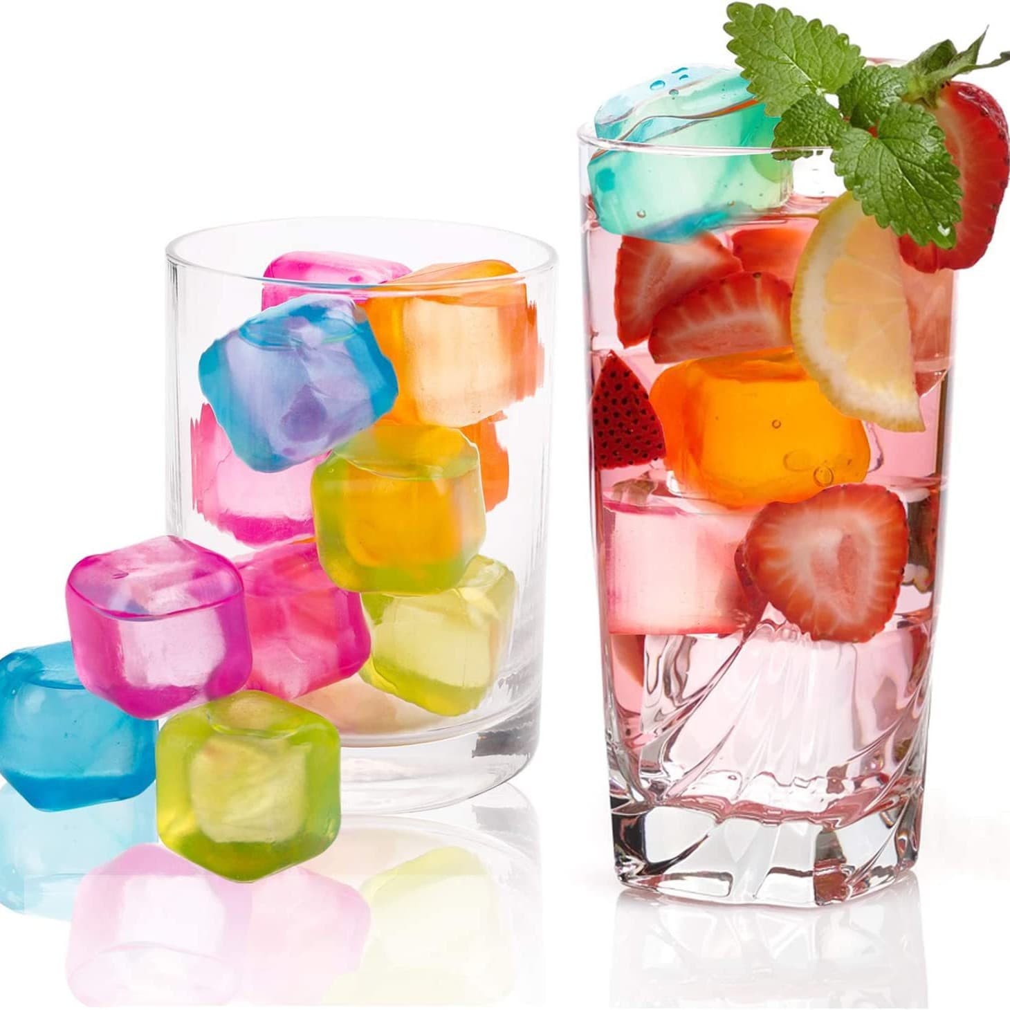 Manufacturer Supply 2.5cm Square Plastic Ice Pebbles Cooling Chilling Reusable Ice Cubes Multiple Sizes