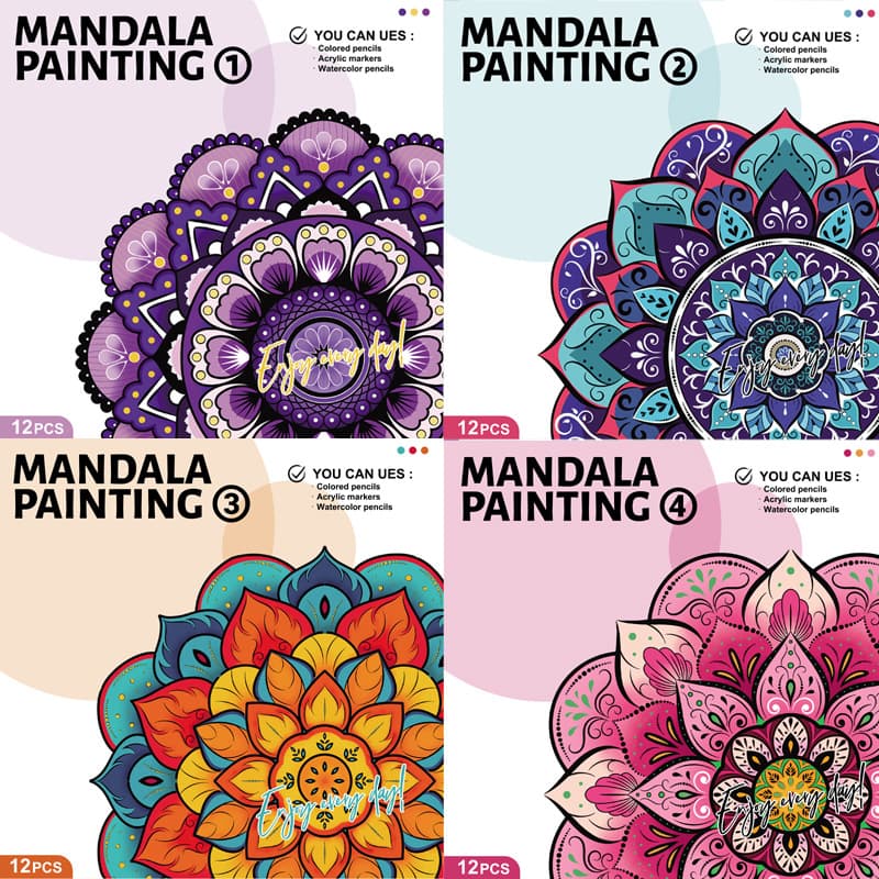 Mandalas Coloring Book for Adults Stress Relief Relaxation Art Therapy Pages Loose-Leaf Edition Cross-Border