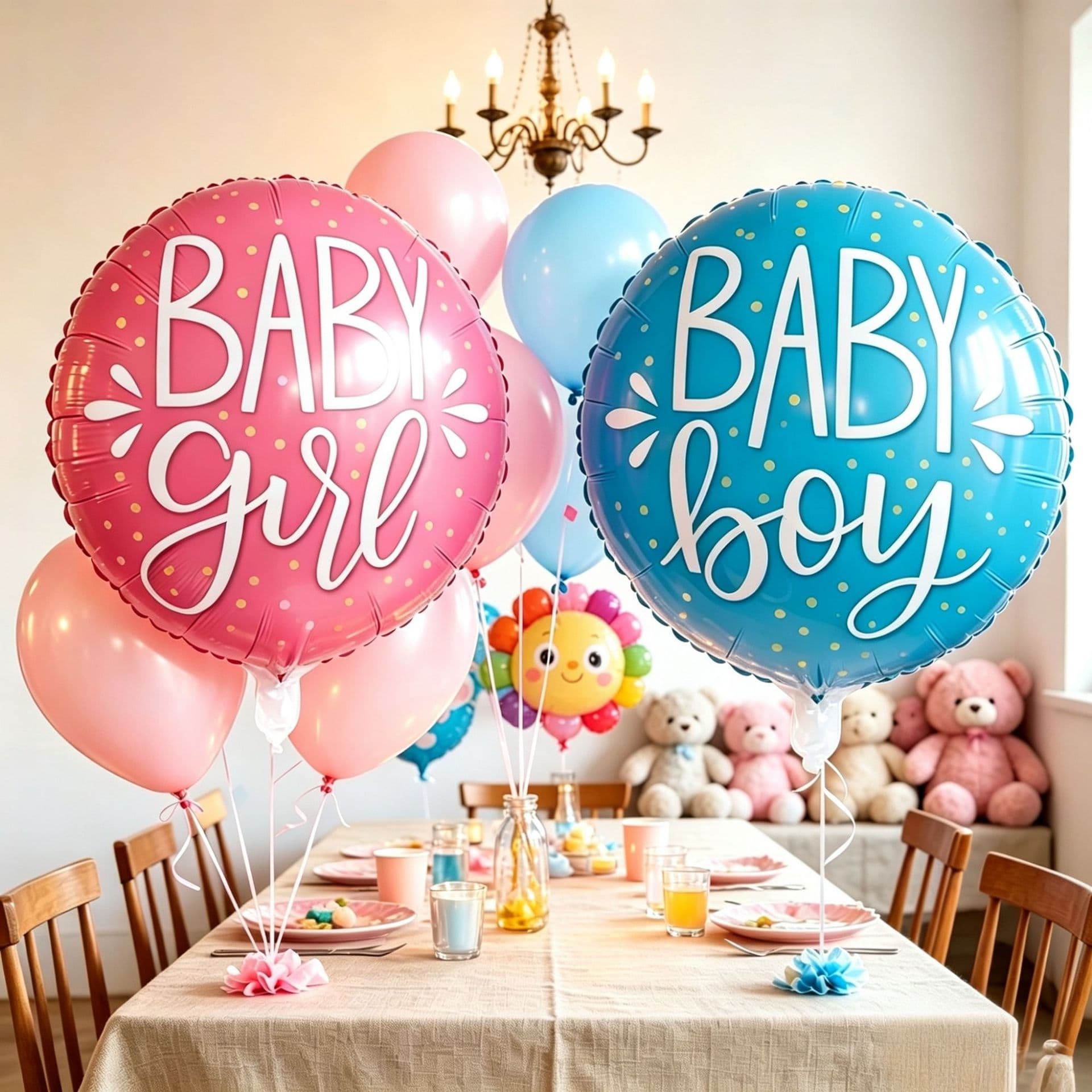 Round Baby Gender Reveal Party Aluminum Foil Balloon Baby Girl Baby Boy Decoration