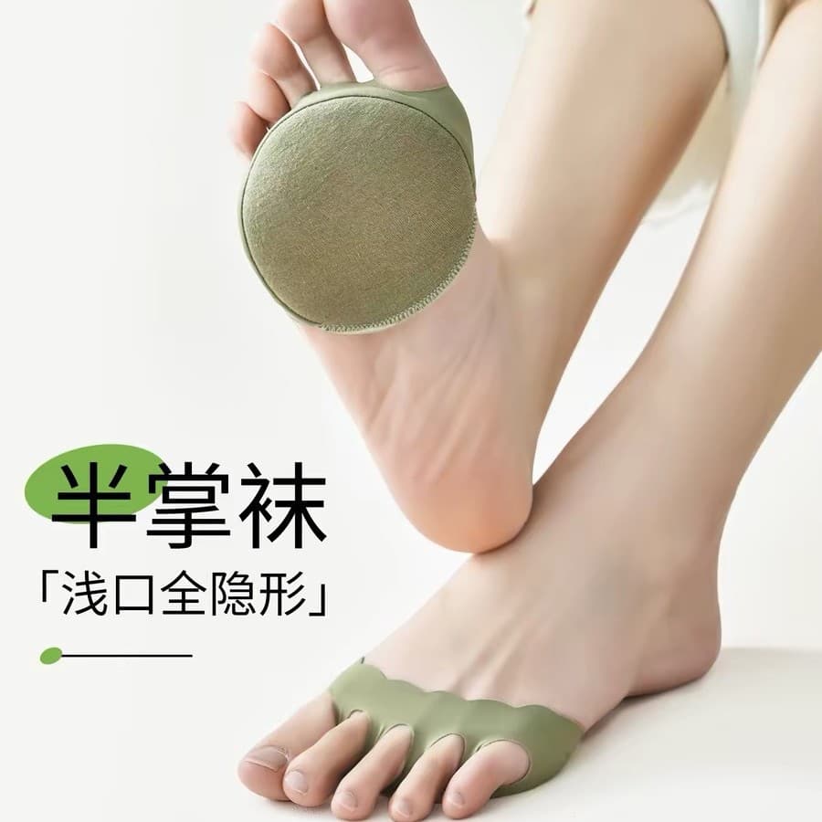 Half-Sole Socks Forefoot Half-Length Socks Invisible Women's Socks for High Heels Open Toe with Sponge Pad Ice Silk Toe Socks