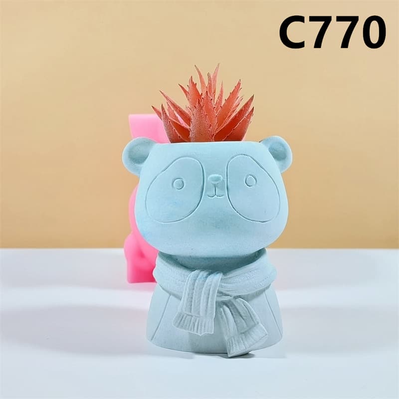 Panda succulent flower pot silicone mold diy handmade home interior decoration creative ornaments C770