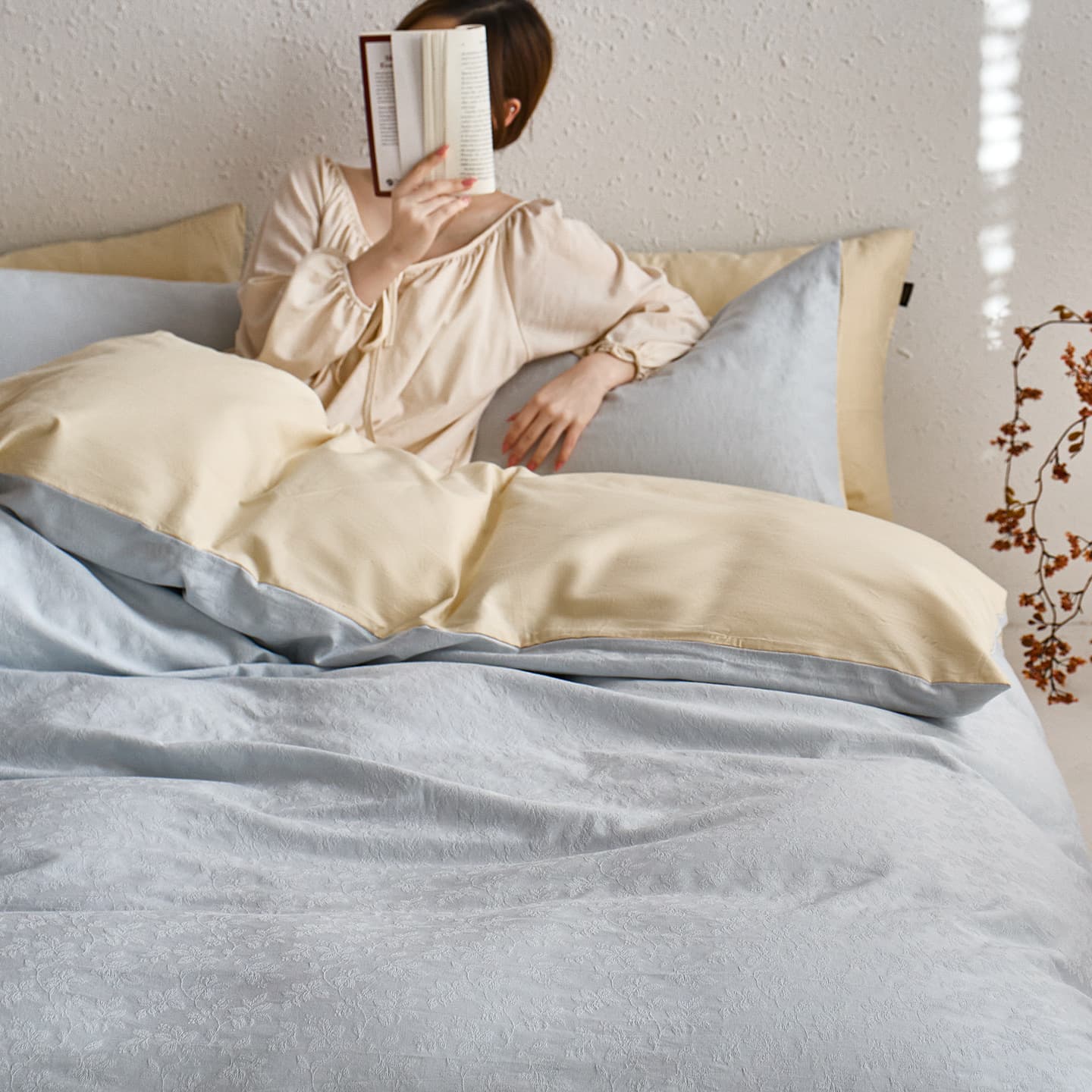 60S jacquard cotton four-piece set autumn Class A pure cotton bed sheet quilt cover Nantong bedding quilt cover three-piece set 4