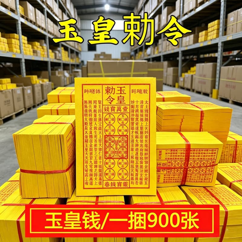 Factory wholesale handmade Jade Emperor Money thick 900 sheets 100,000 strings cinnabar ink print Jade Emperor Tongbao Lingbao Money