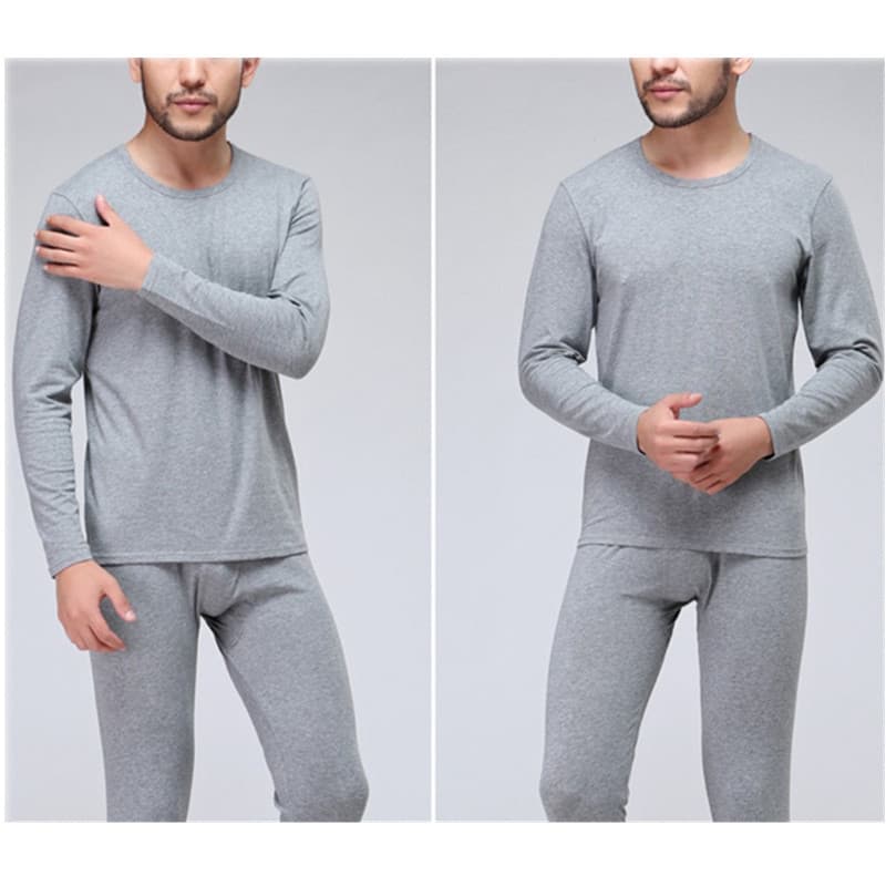 Factory Wholesale Lycra Cotton Men's Set Low Neck Thermal Underwear Cotton Fleece Base Layer Stretch Men's Suit