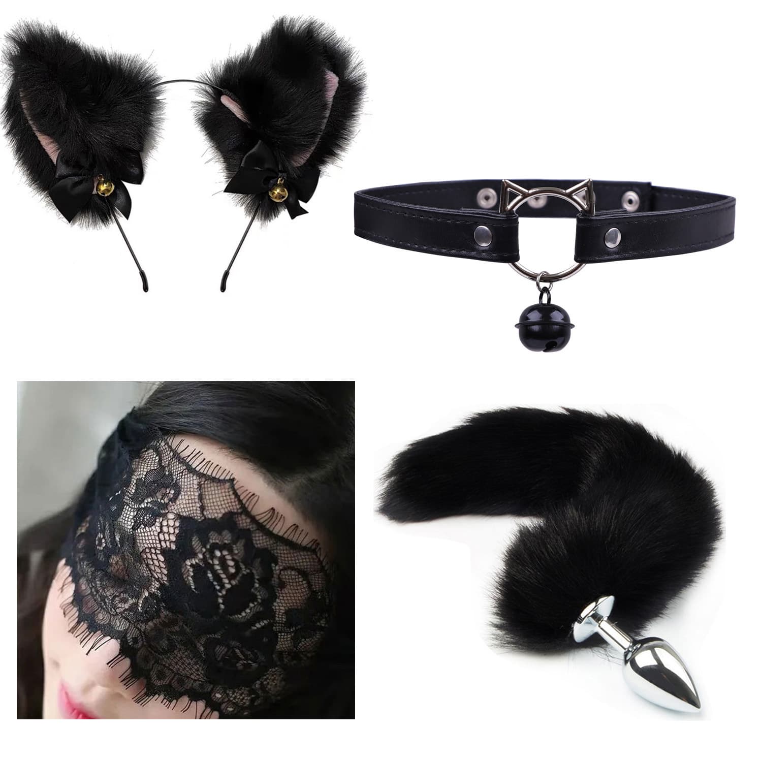 Sexy Bell Collar Tail Accessories Maid Dress Up Headband Neck Accessories Prop Set Amazon Hot Selling New
