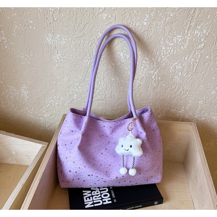2026 spring new style niche fashion bow polka dot large capacity canvas bag shoulder handheld tote for women