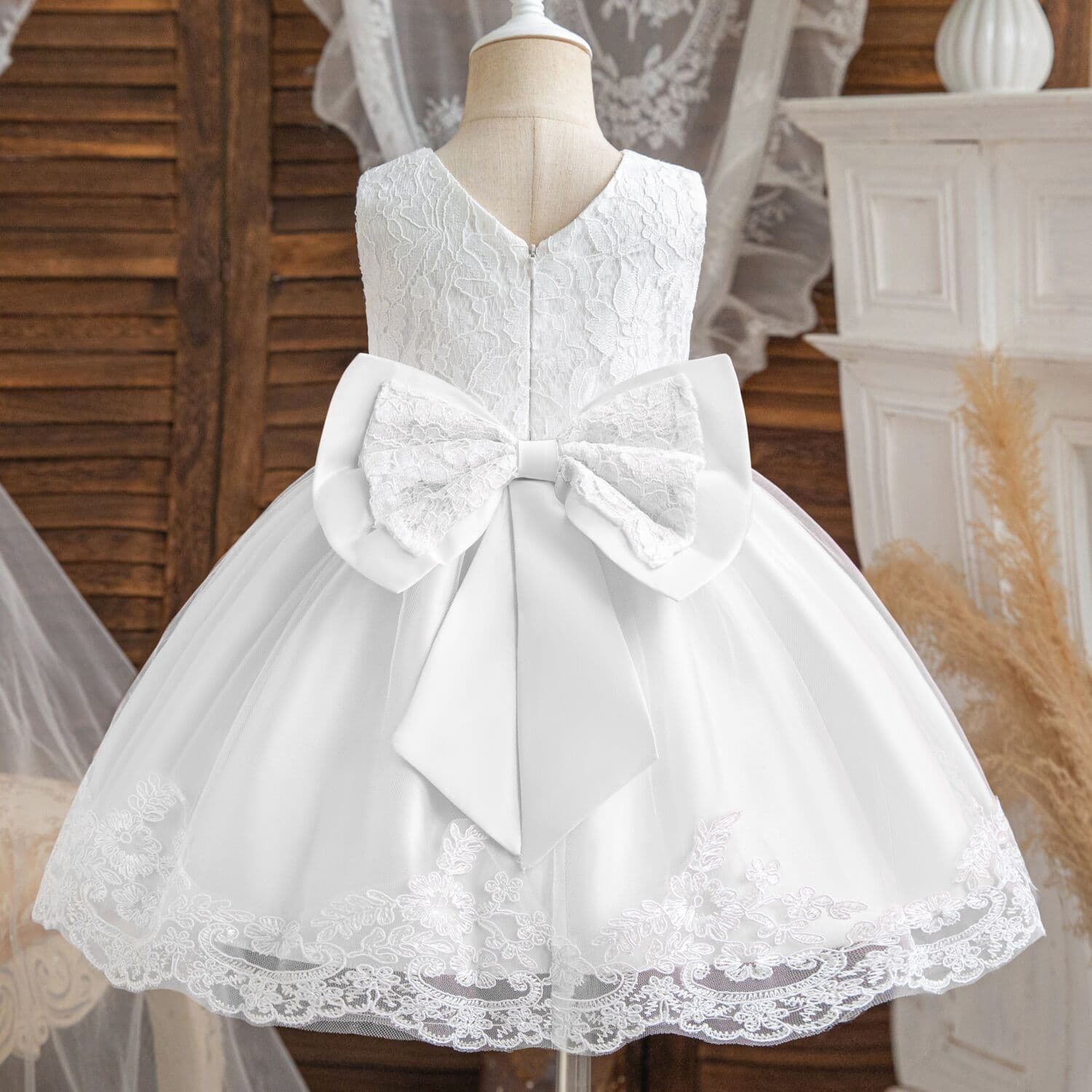 Amazon New Baby Princess Dress 2025 Baby First Birthday Gown Bow Infant Toddler Lace Dress