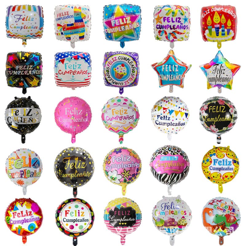 New 18-inch Spanish Birthday Aluminum Foil Balloon, Spanish Friendship Happy I Love You Aluminum Foil Balloon Wholesale