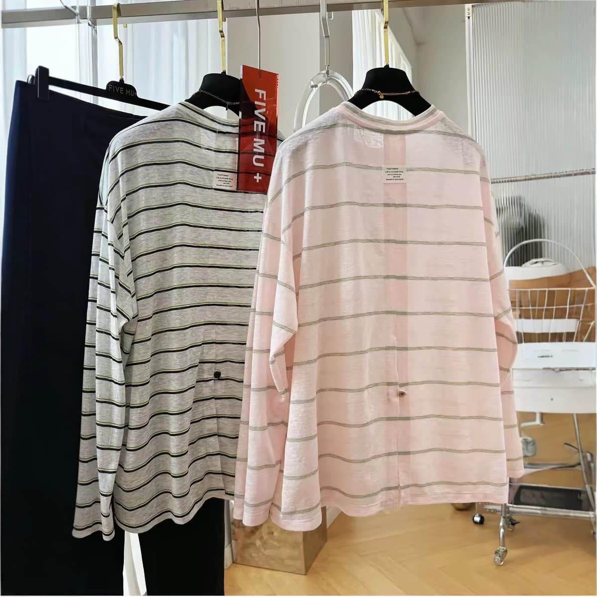 Summer Plus Size 100kg Loose Striped Long-Sleeve T-Shirt for Women, Thin Fashion Sun-Protective Top