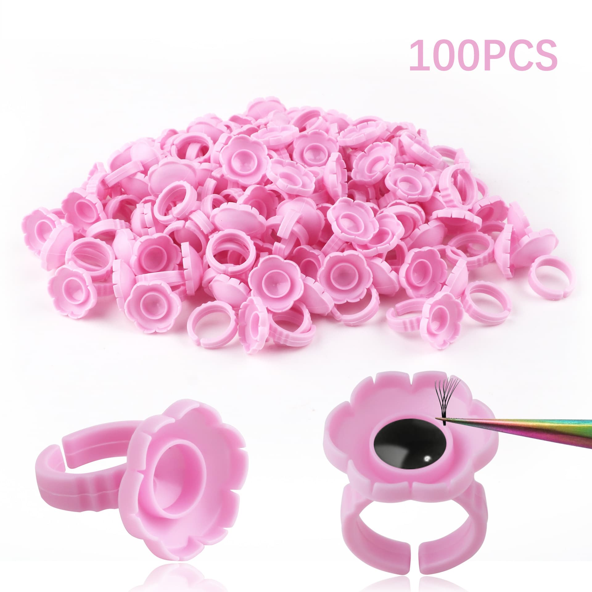 Eyelash Extension Glue Ring Blooming Cup, Lash Glue Holder, Lash Glue Ring Cup for Eyelash Extension Supplies